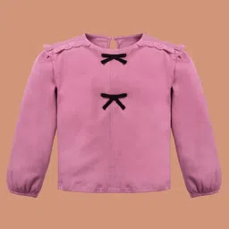 My Milestones 100% Cotton Knit Full Sleeves Bow & Lace Embellished Top - Mary Rose-picture-16