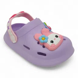 Lil Lollipop Bunny & Fruits Applique Anti Slip Perforated Sling Back Clogs - Purple-picture-15