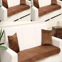 Fashion Throw Brown 3 Pieces Striped Velvet Sofa Cover-picture-38