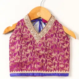 Twisha Sleeveless Floral Foil Printed & Sequins Embellished Top With Goose Printed Dhoti - Magenta Pink image 3