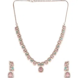 TRINK Rhodium-Plated American Diamond Studded Jewellery Set image 4