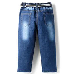 arias by lara dutta Arias Cotton Woven Full Length Stretchable Jeans with Belt - Blue image 3