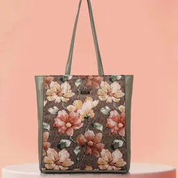 SPOTIC Women Floral Printed Structured Leather Tote Bag-image-34