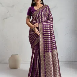 PBS PRINTS Ethnic Motifs Woven Design Zari Banarasi Saree image 4