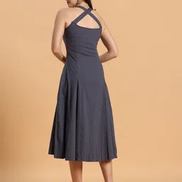 AKANYA Sarah Women Halter Neck Organic Cotton Fit & Flare Midi Dress image 4