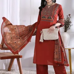 KALINI Red Pure Cotton Kurta Sets image 5
