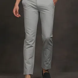 Turtle Men Textured Relaxed Skinny Fit Chinos Trousers-picture-22