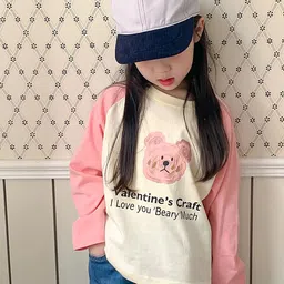 LULU & SKY Girls Graphic Printed Round Neck Raglan Sleeves Cotton Oversized T-shirt-picture-38