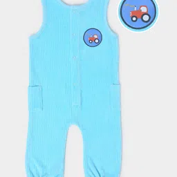 Mi Arcus  Cotton Sleeveless Striped Designed & Car Patch Detailed Jumpsuit Sky Blue-picture-23