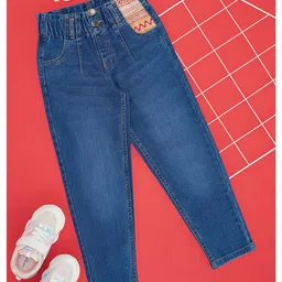Pantaloons Junior Patch Detailed Jeans - Blue-image-58