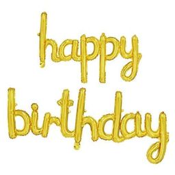Bubble Trouble Cursive Foil Letters Handwriting Design Script happy birthday Foil Balloon (Gold)-picture-41