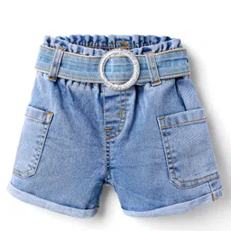 Babyhug Mid Thigh Denim Shorts With Stretch - Blue-picture-26