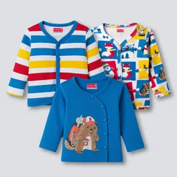 Babyhug 100% Cotton Knit Full Sleeves Jhablas With Stripes & Animal Print Pack of 3 - Multicolor-picture-16