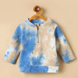 StyloBug Fleece Knit Full Sleeves Tie & Dye Light Winter High Neck Sweatshirt - Blue-picture-28