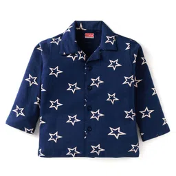Babyhug Cotton Knit Full Sleeves Star Printed Night Suit - Navy Blue image 2