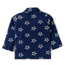 Babyhug Cotton Knit Full Sleeves Star Printed Night Suit - Navy Blue image 3