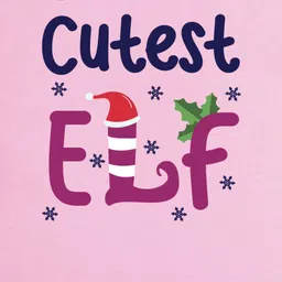 FFlirtygo Christmas Theme Cotton Full Sleeves Santa Cutest Elf Printed Romper - Pink image 4