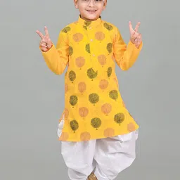 TAKE STYLE Boys Ethnic Motifs Printed Mandarin Collar Pure Cotton Kurta With Patiala-picture-40