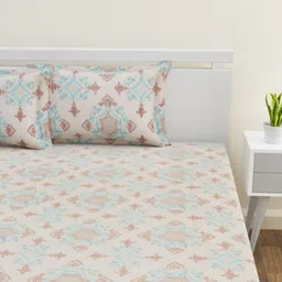 HAPPY HUES Maroon & Cream-Coloured 180 TC King Bedsheet with 2 Pillow Covers image 3