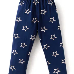 Babyhug Cotton Knit Full Sleeves Star Printed Night Suit - Navy Blue image 4