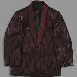 KIDS ISLAND Cotton Lycra Full Sleeves Sequins Embellished 4 Piece Party Suit Set - Maroon image 5