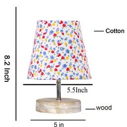 Devansh Multicolor cotton Round white brushed wood Table Lamp image 5