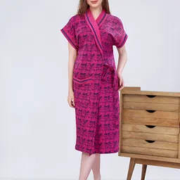 Sand Dune Printed Bath Robe With Waist Belt image 3