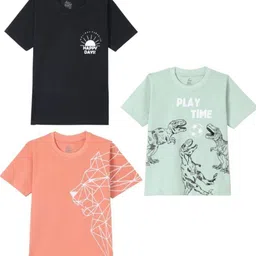 FUNKRAFTS Boys Pack Of 3 Graphic Printed Round Neck Cotton T-shirts image 5