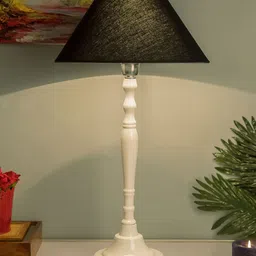 Homesake White & Black Solid Imperial Aluminium Handcrafted Table Lamp with Shade image 1
