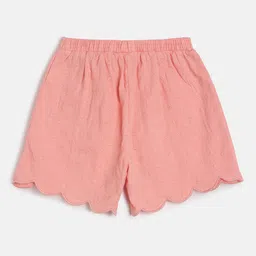 MINI KLUB Girls Peach Mid-Rise Regular Shorts image 2