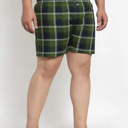 plusS Men Plus Size Green & Black Checked Pure Cotton Boxers image 5