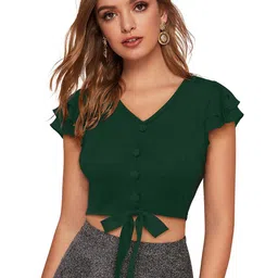 Fashion Care Women V-Neck Solid Top-image-69