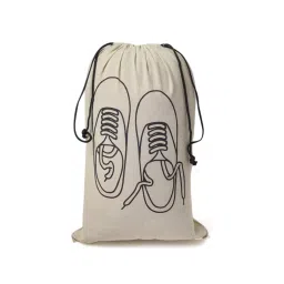 IVILLAGE POU074 100% Pure Cotton Bags with Drawstring Closure Off-White Suitable For Home & Storage For Women (Set of 3) image 5