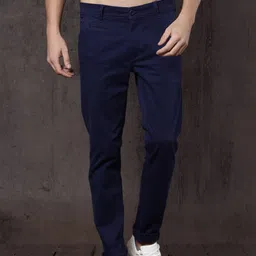 Roadster Time Travlr Men Navy Blue Slim Fit Sustainable Chinos-image-10