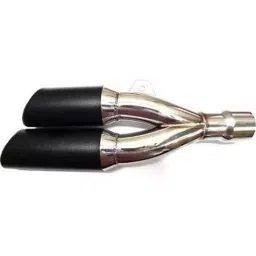 RA Accessories Black & Chrome Dual Outlet Silencer Exhaust for TVS Flame 125-picture-2