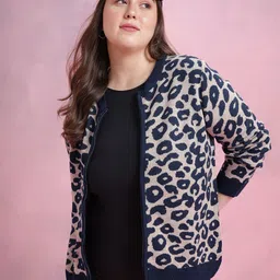 DressBerry Curve Plus Size Animal skin Printed Acrylic Cardigan-image-99