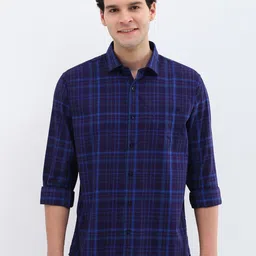 Allen Solly Men Spread Collar Tartan Checked Cotton Slim Fit Casual Shirt-picture-25