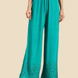 SRISARAS Women Embroidered Wide Leg High-Rise Trousers-image-97