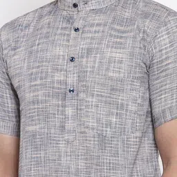 KLOTTHE Men Cotton Grey Checked Kurta image 3
