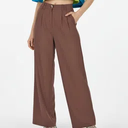 glitchez Women Straight Fit Pleated Trousers-image-96