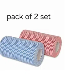 wodwame Disposable Kitchen Roll Towels, Wavy Pattern, Pink and Blue, Set of 2 image 2