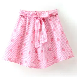 Babyhug 100% Rayon Woven Skorts With Lining Strawberry Print - Pink-picture-38
