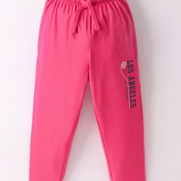 Doreme Cotton Single Jersey Knit Full Length Lounge Pant Text Print - Pink-picture-39