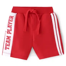 Babyhug Cotton Looper Knit Shorts Text Print - Red-picture-31