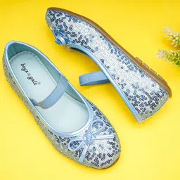 boyz n galz Sequenced Bow Applique Detailed Ballerinas - Sky Blue-picture-14