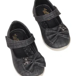 Lil Lollipop Bow Applique Detailed Teddy Bear Designed Mary Jane Ballerinas - Black-picture-21