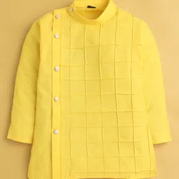 Jeet Ethnics Full Sleeves Graph Checked Designed Kurta With Pyjama  - Yellow image 3