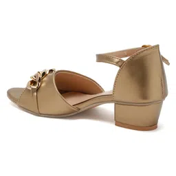 Tiny Bugs  Chain Embellished Open Toe Heels - Gold image 4