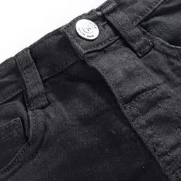 Babyhug Cotton Denim Full Length Washed Jeans With Stretch - Black image 3