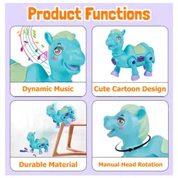 Fiddlerz Electric Walking Camel Toy for Kids with Music Colorful Lights and Interactive Features Fun Battery Operated Animal Toy for Boys and Girls(Blue) image 4